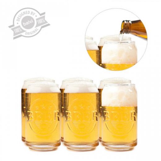 Poháre na pivo v tvare plechovky, 6 ks