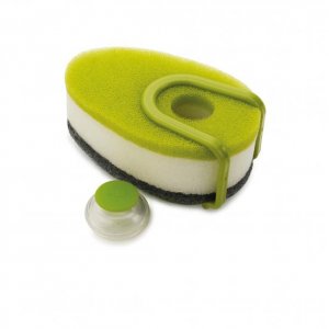 Sada hubiek s dávkovačom saponátu Joseph Joseph Soapy-Sponge™ - zelená