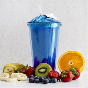 Pohár so slamkou SAGAFORM Fresh Smoothie Mug 450 ml - modrý