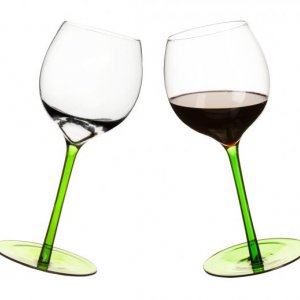 Hojdacie poháre SAGAFORM Rocking Wine Glass, 2 ks - zelené