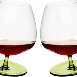 Hojdacie poháre SAGAFORM Rocking Brandy Glass, 2 ks - zelené