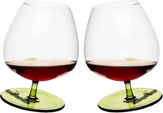 Hojdacie poháre SAGAFORM Rocking Brandy Glass, 2 ks - zelené