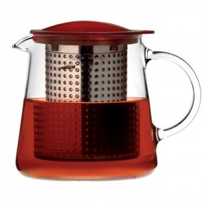 Sklenená kanvica na čaj Finum Tea Control™ 0.8 l - červená