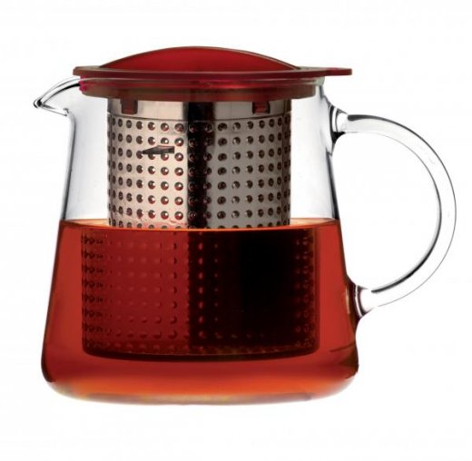 Sklenená kanvica na čaj Finum Tea Control™ 0.8 l - červená