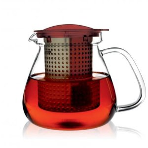 Sklenená kanvica na čaj Finum Tea Control™ 1l - červená