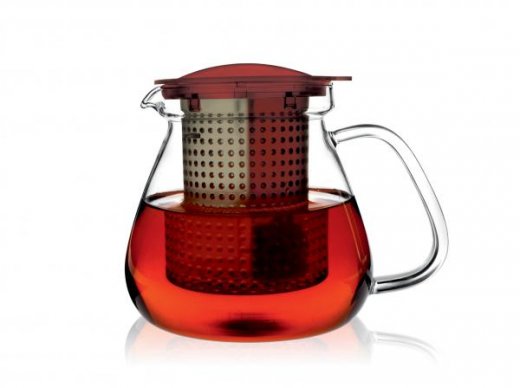 Sklenená kanvica na čaj Finum Tea Control™ 1l - červená