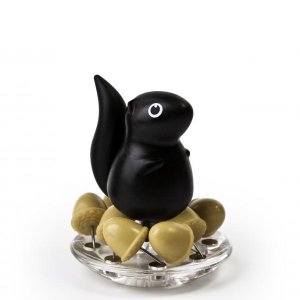 Stojan s pripináčikmi Qualy Squirrel & Acorn - čierny