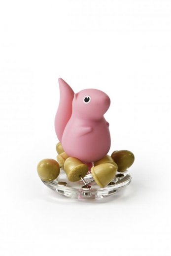 Stojan s pripináčikmi Qualy Squirrel & Acorn - ružový