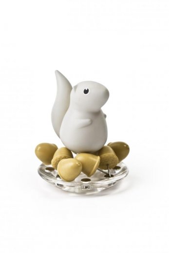 Stojan s pripináčikmi Qualy Squirrel & Acorn - biely