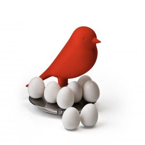 Stojan s magnetkami Qualy Magnetic Egg Sparrow - červený