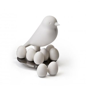 Stojan s magnetkami Qualy Magnetic Egg Sparrow - biely
