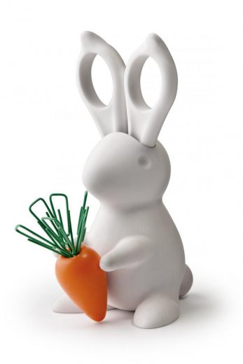Stojan s nožnicami Qualy Desk Bunny Scissors - biely