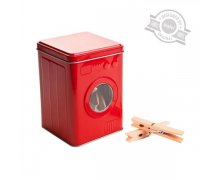 Plechovka so štipcami BALVI Washing Mashine- červená