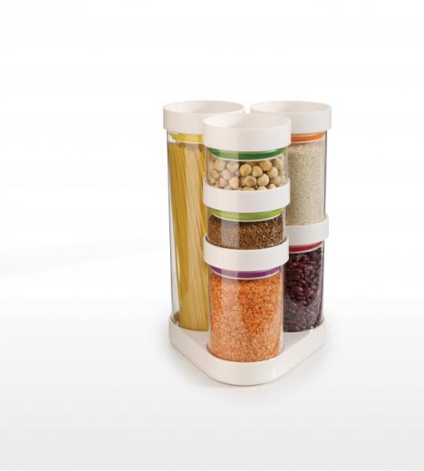 Rotačný stojan s dózami JOSEPH JOSEPH FoodStore™ Carousel, biely