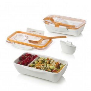 Lunch box BLACK-BLUM Bento, biely/oranžový