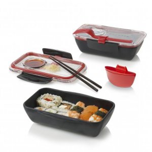 Lunch box BLACK-BLUM Bento, čierny/červený