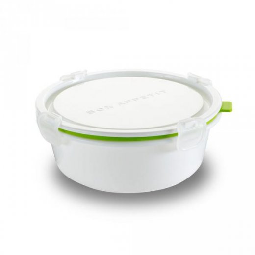 Lunch Box Round L BLACK-BLUM, 970ml, biely/zelený
