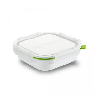 Lunch Box Square S BLACK-BLUM, 640ml, biely/zelený