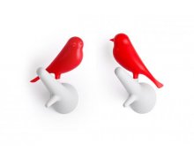 Nástenný vešiak QUALY Hook Sparrow - biela/červená
