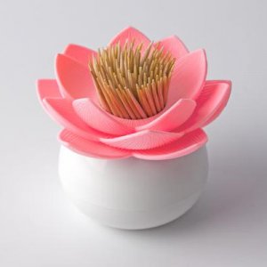Stojan na špáradlá QUALY Lotus Toothpick Holder, bielo - ružový