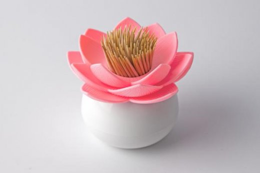 Stojan na špáradlá QUALY Lotus Toothpick Holder, bielo - ružový