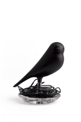 Miska na kancelárske spinky QUALY Nest Sparrow - čierna