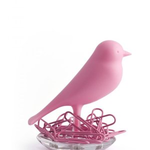 Miska na kancelárske spinky QUALY Nest Sparrow - ružová