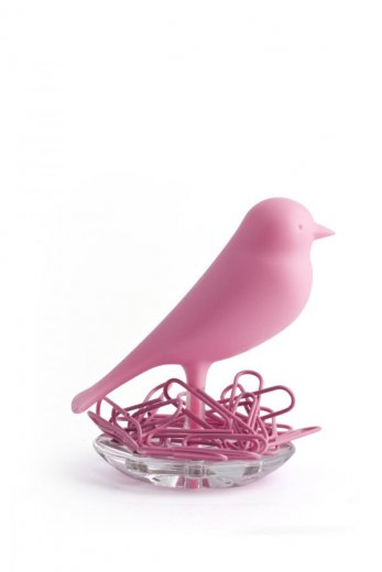 Miska na kancelárske spinky QUALY Nest Sparrow - ružová