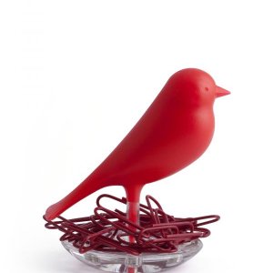 Miska na kancelárske spinky QUALY Nest Sparrow - červená
