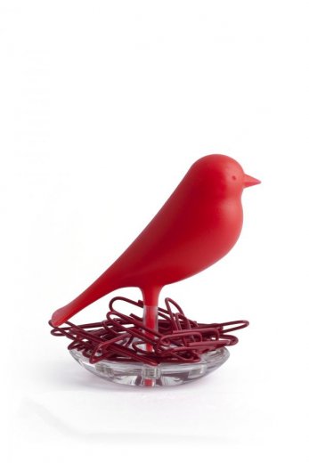 Miska na kancelárske spinky QUALY Nest Sparrow - červená
