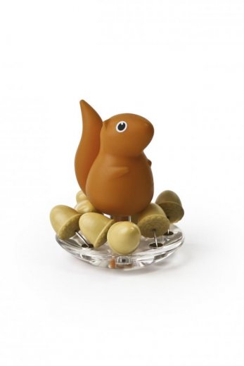 Stojan s pripináčikmi Qualy Squirrel & Acorn - oranžový
