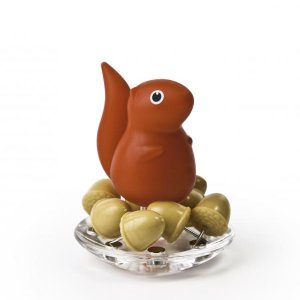 Stojan s pripináčikmi Qualy Squirrel & Acorn - červený