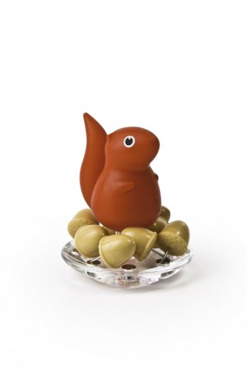 Stojan s pripináčikmi Qualy Squirrel & Acorn - červený