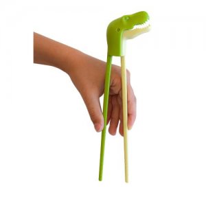 Paličky na jedenie s dinosaurom INVOTIS Raptor Chopsticks, zelené