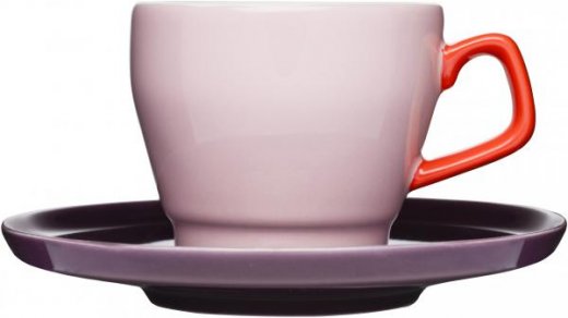 Hrnček s podšálkou SAGAFORM Pop ružový/fialový