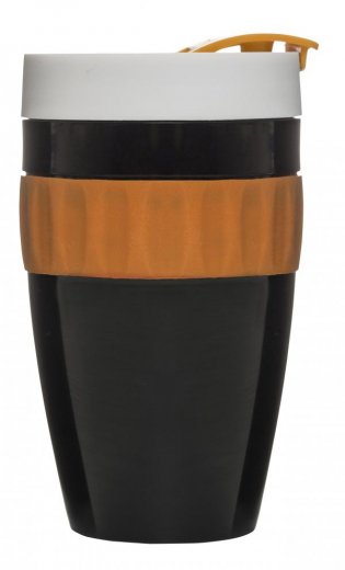 Termohrnček SAGAFORM To Go Mug, čierno - oranžovo - biely