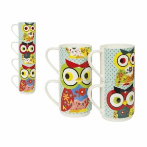 Sada hrnčekov INVOTIS Owl Mugs, 4ks