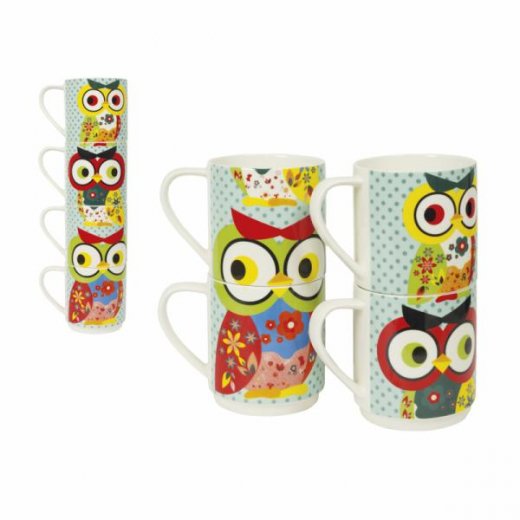 Sada hrnčekov INVOTIS Owl Mugs, 4ks