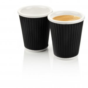 Hrnčeky na capuccino LES ARTISTES PARIS, 2ks/18cl, čierne