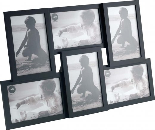 Nástenný fotorámik BALVI Isernia Multiple 6, čierny