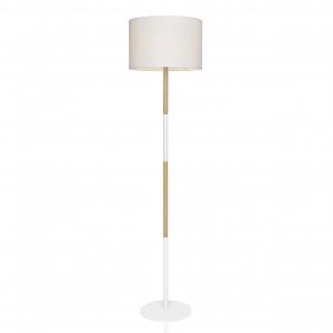 Stojanová lampa, (160 cm.) biela/drevo  ANDREA HOUSE