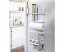 Malý magnetický držiak na chladničku YAMAZAKI Tosca Magnetic Side Rack, biely