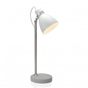 Štýlová stolová lampa  ANDREA HOUSE s betónovým podstavcom, biela