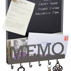 Magnetická tabuľa na pripomienky s vešiakom na kľúče a zakladacou poličkou (kov, )  KITCHEN CRAFT Living Nostalgia