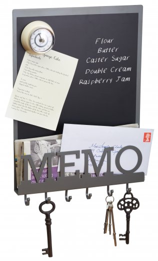 Magnetická tabuľa na pripomienky s vešiakom na kľúče a zakladacou poličkou (kov, )  KITCHEN CRAFT Living Nostalgia