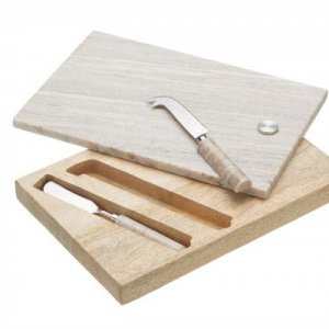 Kompletná sada na servírovanie syra s nožmi (mramor, drevo)  KITCHEN CRAFT Artesa (31x21cm)