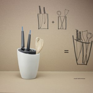 Stojan na nože a kuchynské nástroje (keramika)  STELTON RIG-TIG Organise