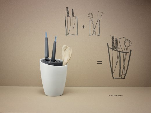 Stojan na nože a kuchynské nástroje (keramika)  STELTON RIG-TIG Organise