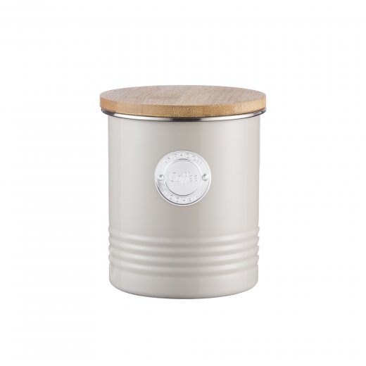 Retro dóza na kávu (kov, bambus) TYPHOON Living Coffee, 1L, svetlá kávová