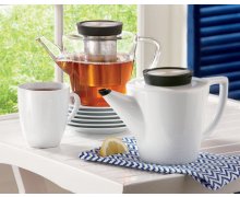 Porcelánová čajová konvica 1 l, biela/čierna VIVA SCANDINAVIA Anytime